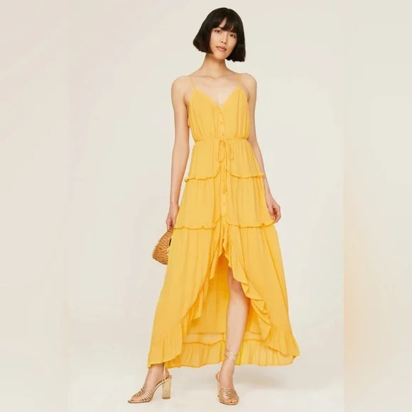 Slate and Willow Yellow Tiered Maxi Dress. Small - Picture 1 of 8